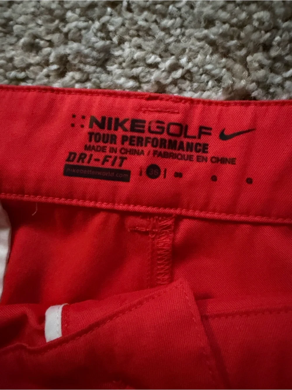 Nike Golf Tour Performance Dri-Fit shorts in Red Orange Mens Size 36 W - Picture 4 of 6